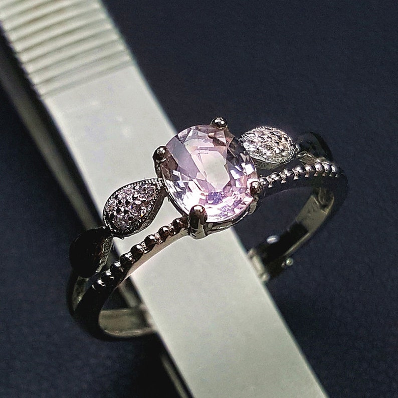 Natural Morganite Jewelry High Quality Natural Pink Morganite Ring S925 Sterling Silver Natural Morganite Ring Gem Grade