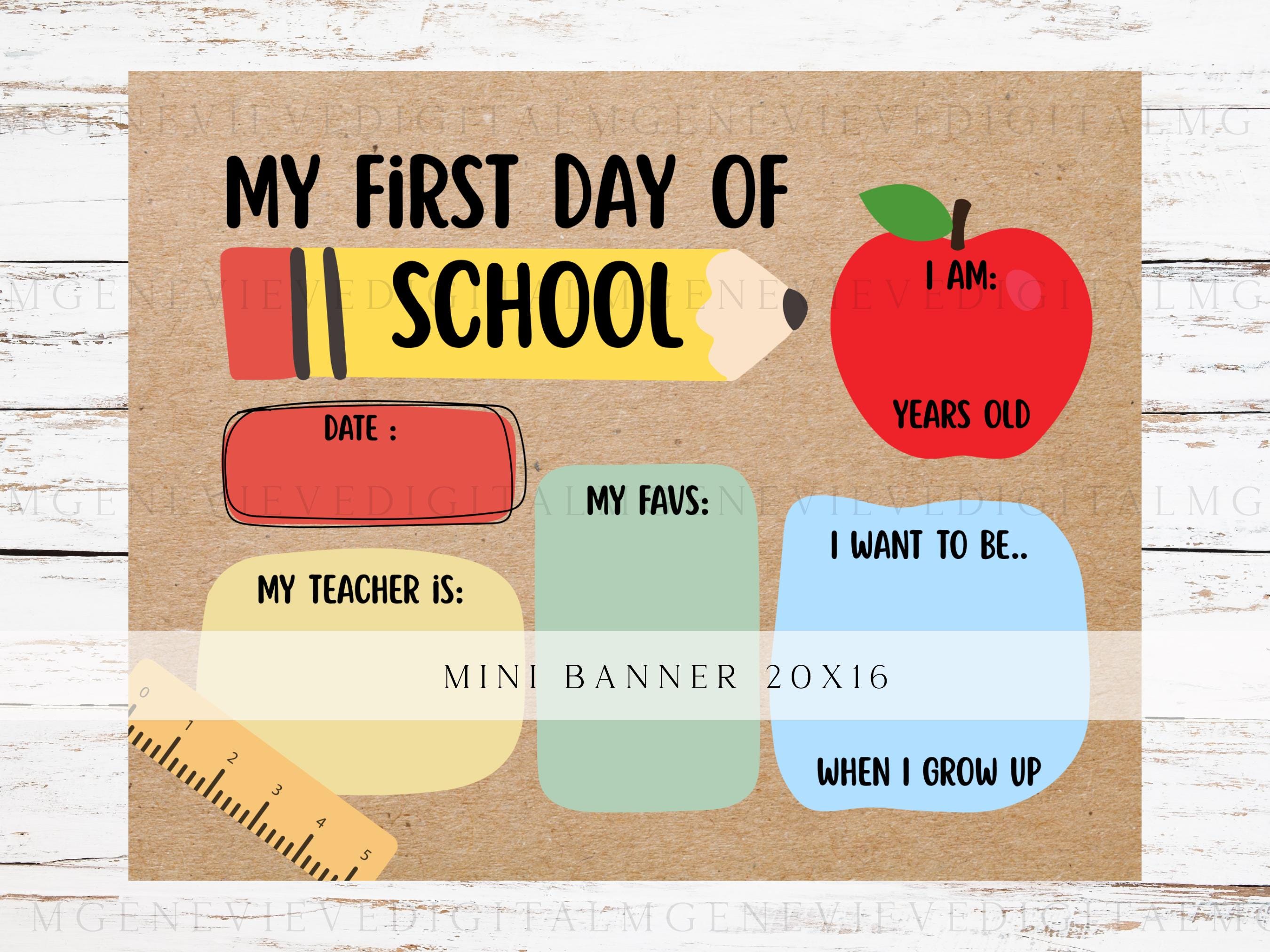 First Day of School Mini Banner DIY Painted Template, Back to School ...