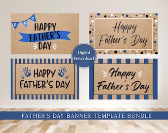 Father's Day Banner Template Bundle with 4 Designs to choose and re-use from, Painted Banner Digital Download Template for Party Decor