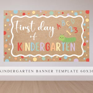 First Day of School Painted Banner Template, Welcome Back to School Colorful Classroom Decor DIY Brown Kraft Paper Banner Digital Download