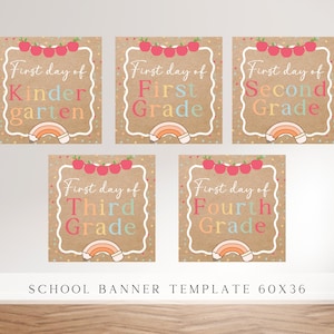 First Day of School Banner Templates Bundle of 5, Kindergarten First ...