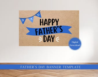 Father's Day Painted Brown Paper Banner Gift, Digitally Download and use with projector, DIY your own painted party celebration banner!