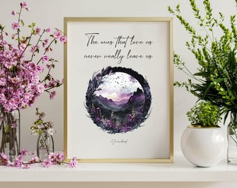 Los que nos aman nunca nos abandonan realmente. Libro inspirado en la película "La muerte", imprimible, arte de pared funeraria para el hogar, regalo, cita, impresión, descarga digital.