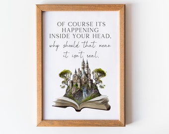 Por supuesto que está sucediendo dentro de tu cabeza. Cita del libro de la película inspirada en el mago Potter. Arte de pared imprimible para el hogar. Descarga digital e impresión instantánea.