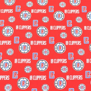 LA Clippers Fat Quarter - 18&quot; x 21&quot; 100% Cotton NBA Fabric, Craft Fabric, Face Mask Fabric, Quilting, Sewing, Ready to Ship