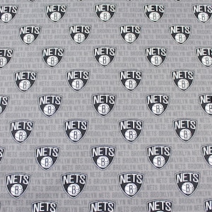 Brooklyn Nets Fat Quarter - 18&quot; x 21&quot; 100% Cotton NBA Fabric, Craft Fabric, Face Mask Fabric, Quilting, Sewing, Ready to Ship
