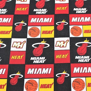 Miami Heat Fat Quarter - 18&quot; x 21&quot; 100% Cotton NBA Fabric, Craft Fabric, Face Mask Fabric, Quilting, Sewing, Ready to Ship