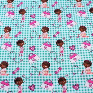 Doc McStuffins Fat Quarter - 18&quot; x 21&quot; 100% Cotton Disney Fabric, Craft Fabric, Face Mask Fabric, Quilting, Sewing, Ready to Ship