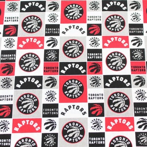 Toronto Raptors Fat Quarter - 18&quot; x 21&quot; 100% Cotton NBA Fabric, Craft Fabric, Face Mask Fabric, Quilting, Sewing, Ready to Ship
