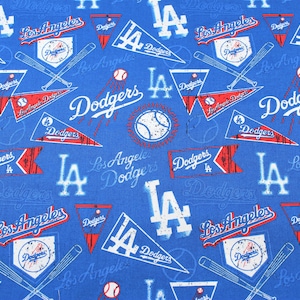Los Angeles Dodgers (B) Fat Quarter - 18&quot; x 21&quot; 100% Cotton MLB Fabric, Craft Fabric, Face Mask Fabric, Quilting, Sewing, Ready to Ship