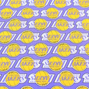 LA Lakers Fat Quarter - 18&quot; x 21&quot; 100% Cotton NBA Fabric, Craft Fabric, Face Mask Fabric, Quilting, Sewing, Ready to Ship