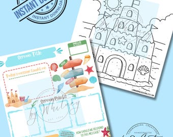 Kids’ Sermon Notes Printable | Double-Sided Digital PDF w/ Coloring Page | Fun & Colorful Activity Sheet | Christian Kids |Instant  Download