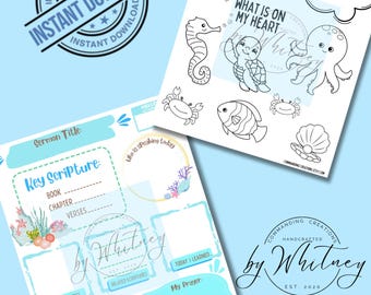 Kids’ Sermon Notes Printable | Double-Sided Digital PDF w/ Coloring Page | Fun & Colorful Activity Sheet | Christian Kids |Instant  Download