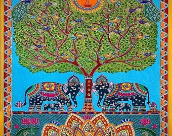 Tree of Life Fusion of Mandala - Madhubani Painting