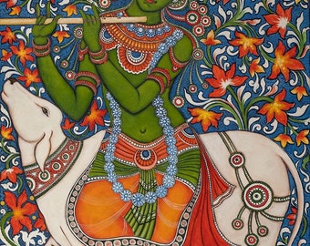Krishna Indian folk Art Painting