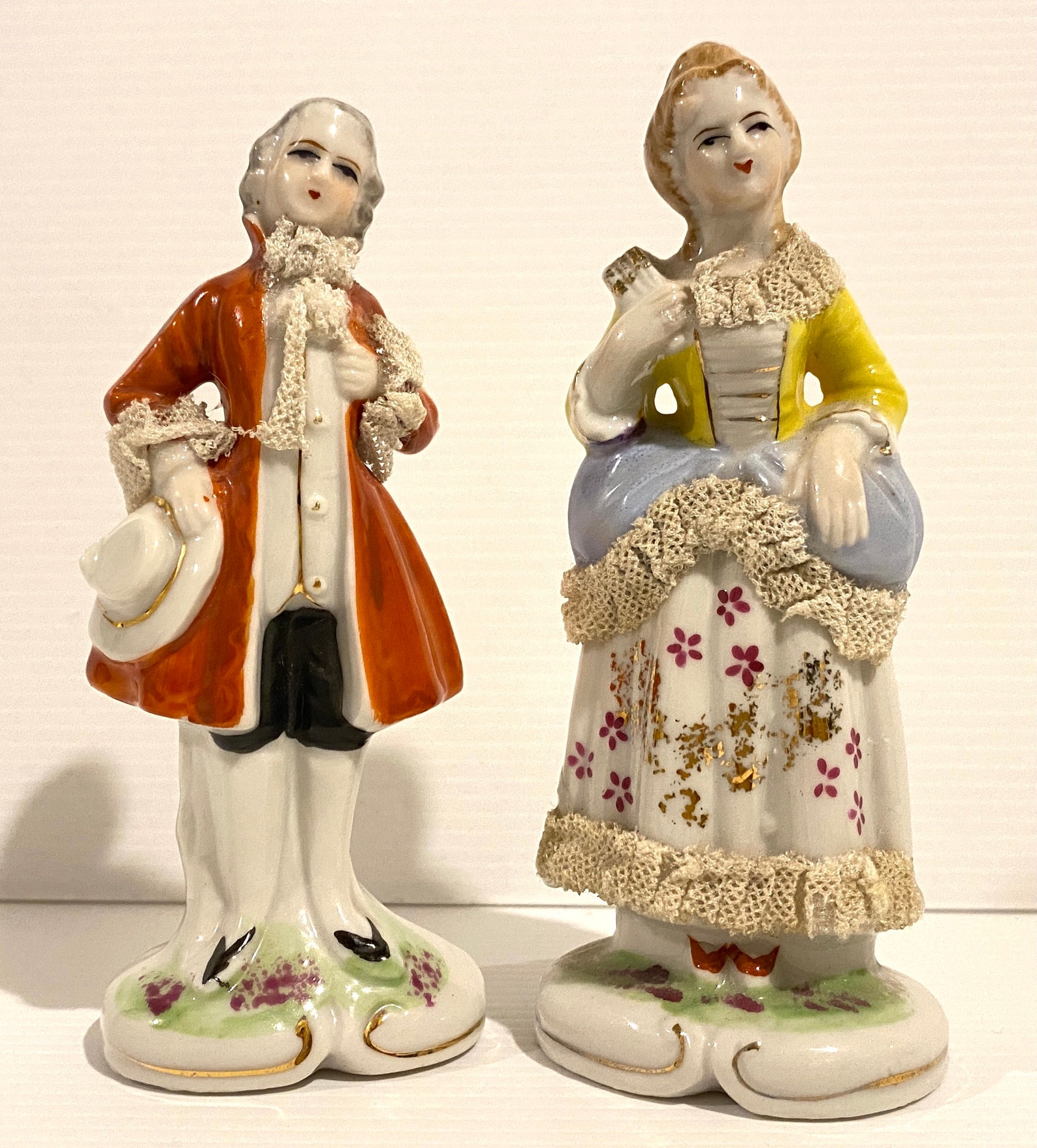Vintage Pair Porcelain Renaissance Figurines marked Foreign Etsy