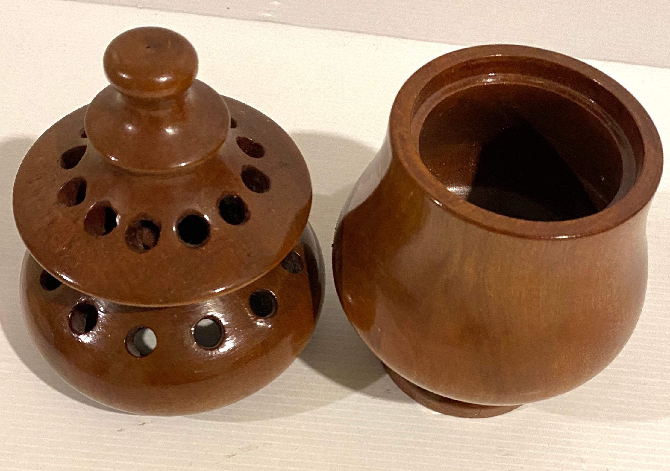 Vintage Turned Wooden Incense Holder Detachable Base Mid Etsy