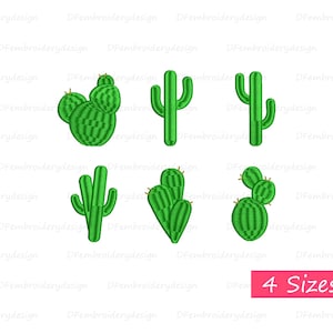 Diseño de mini cactus para bordar: patrón moderno y bonito para principiantes. Cactus para bordar a máquina. 4 tamaños.