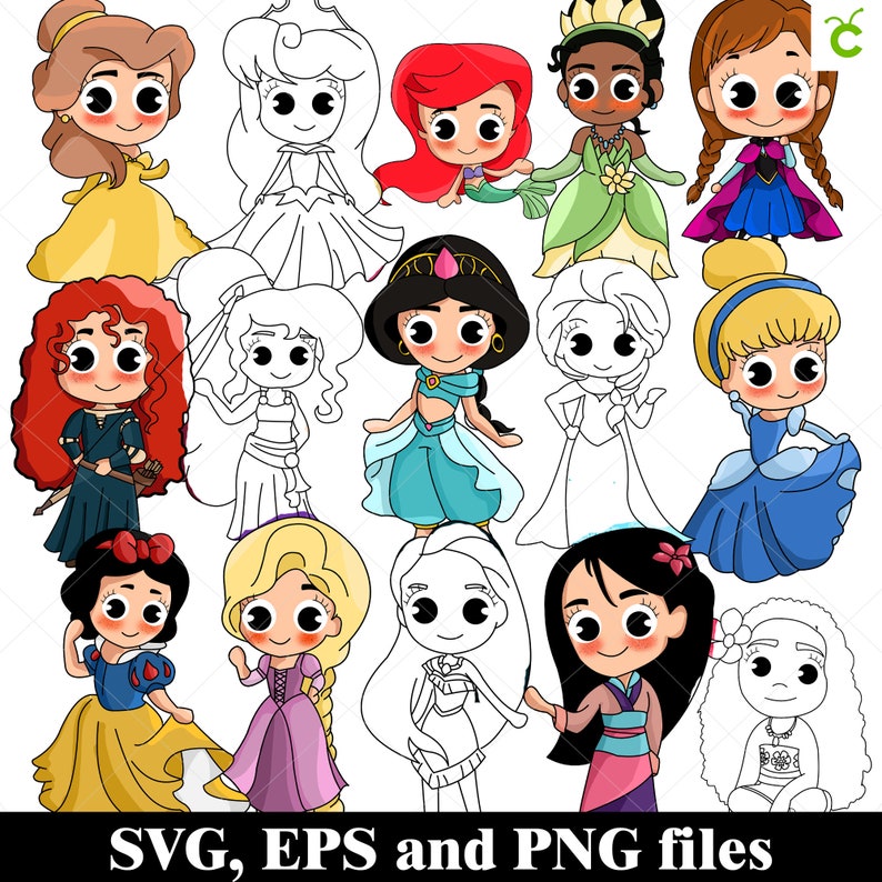 Download Digital Image Princess Birthday Disney Party Svg Files Disney Princess Svg Files Clip Art Princesses Svg For Cricut Digital Clip Art Clip Art Art Collectibles
