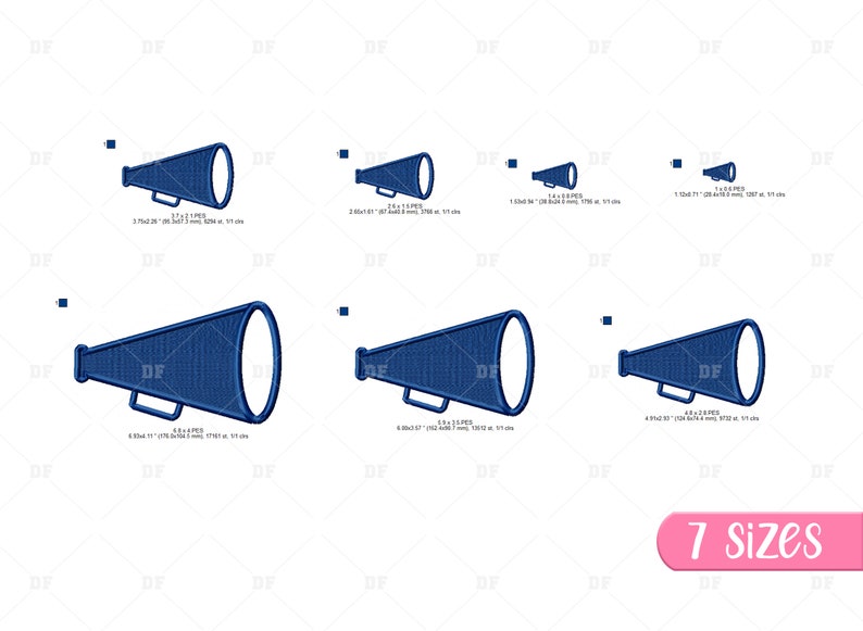 Megaphone Cheerleader Embroidery Design Megaphone Embroidery Etsy