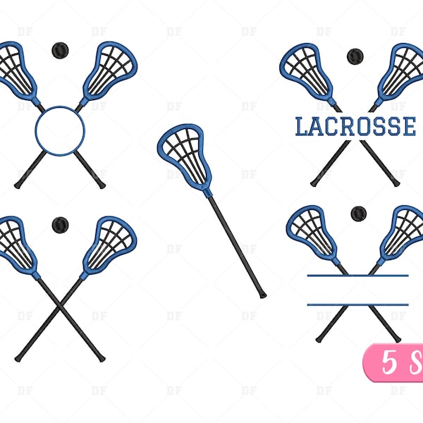 Lacrosse Stick Embroidery Design, Split Lacrosse Machine Embroidery Design, 5 Sizes
