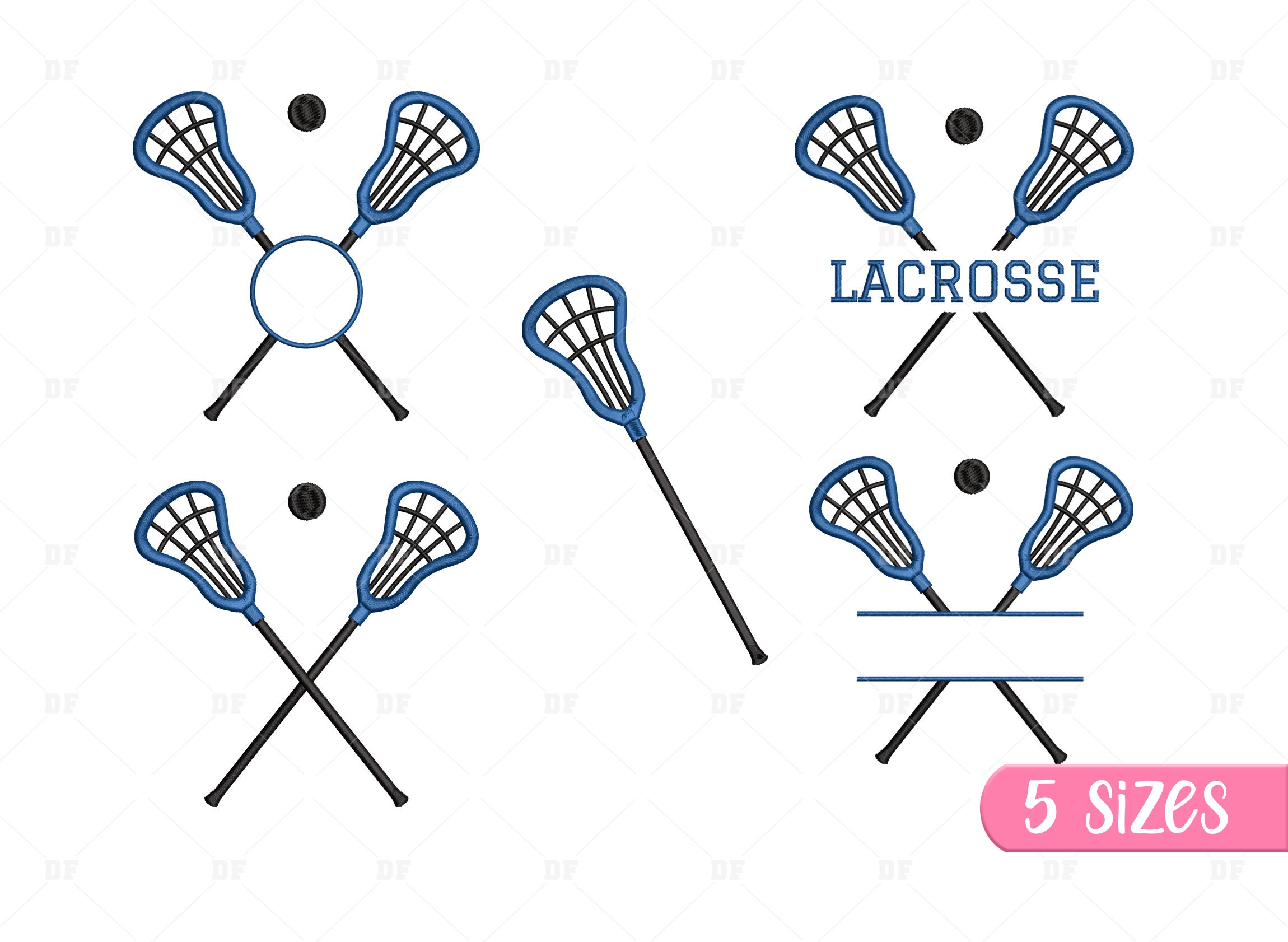 Lacrosse Stick Embroidery Design: Split Monogram (Digital Download)