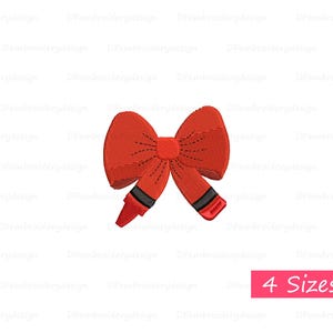 Coquette Crayon Bow Back to School Embroidery Design - Teacher Appreciation Gift - Cute School Supplies Pattern - Instant Download