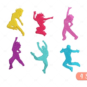 Mini Dancing Embroidery Designs, Machine Embroidery Designs Dancing , Dance Embroidery Designs, 6 Designs, 4 Sizes