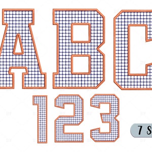 Sport Font Embroidery Design, Varsity Outline Embroidery Font embroidery designs, Letters and Numbers  embroidery designs, 7 Size