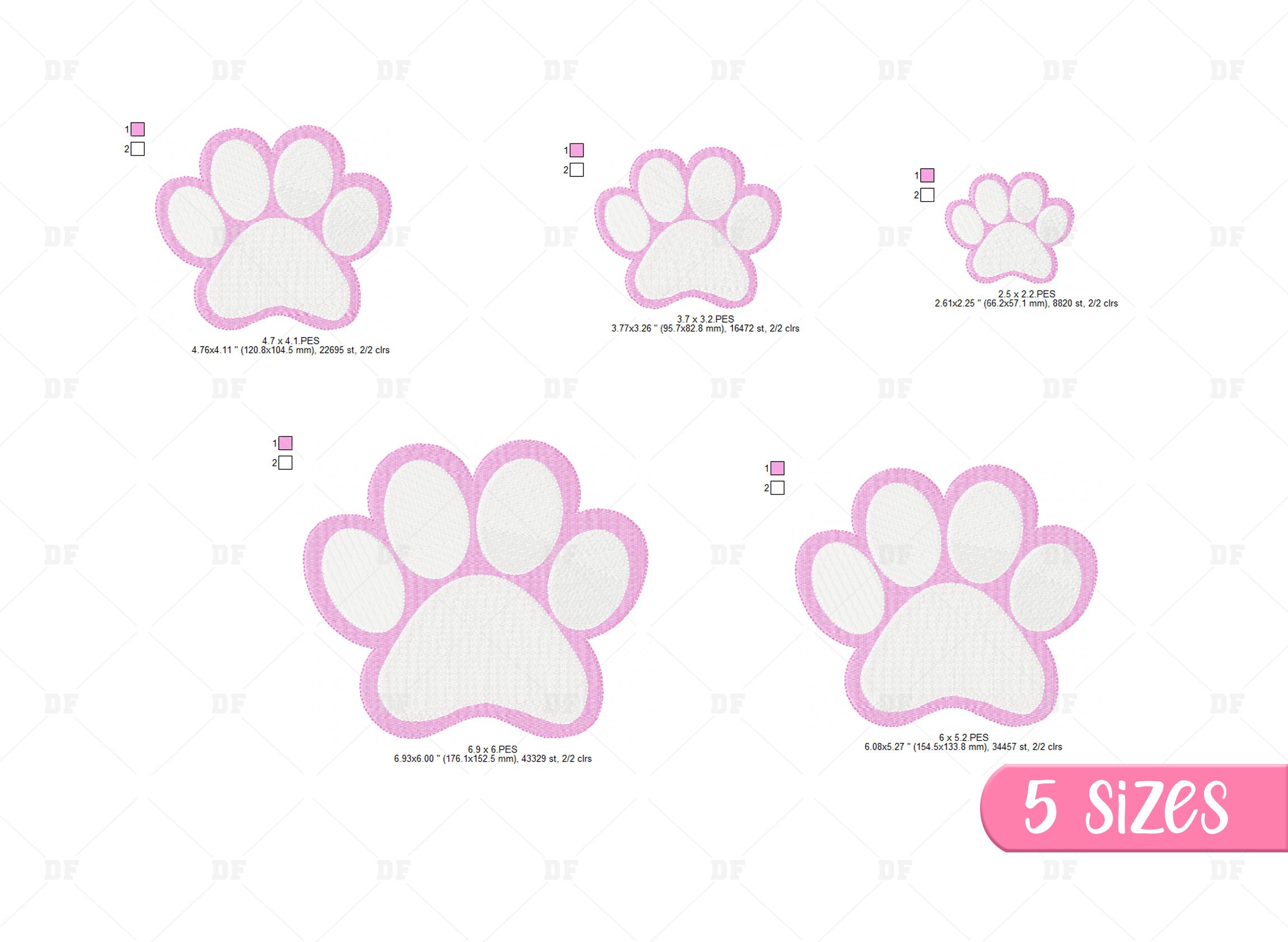 Paw Embroidery Design Paw Embroidery Bundle Dog Paw Etsy