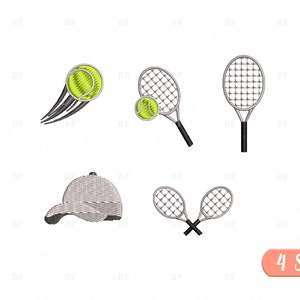 Mini Tennis Embroidery Designs, Tennis Embroidery Designs, Sport Embroidery Design, 5 Design, 4 Sizes
