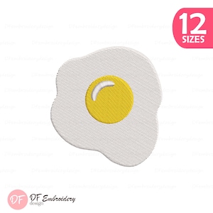 Diseño de bordado de huevos revueltos, archivo de bordado a máquina de desayuno, lindo patrón de bordado de cocina, descarga instantánea, 12 tamaños.