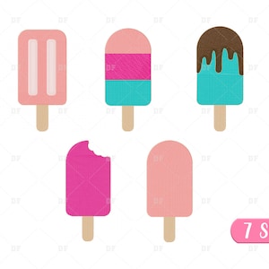 Mini  Ice Cream Stitch Embroidery Design, Ice cream embroidery design, 7 Sizes