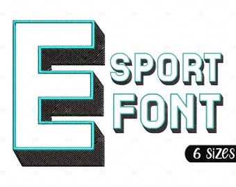3D-borduurontwerpen sportlettertype: dubbele omtrek (6 maten)