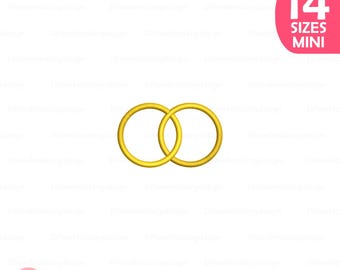 Mini Wedding Rings Embroidery Design, Marriage Symbol Machine File (Instant Download)