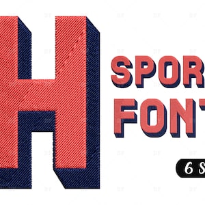 Font Embroidery Design, 3D Font Embroidery Designs, Sport Font Embroidery Design, Sport Font Embroidery, Font embroidery designs, 6 Sizes