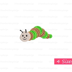 Mini caterpillar Machine Embroidery Design, Machine Embroidery Hungr Caterpillar, Insects embroidery design, Instant Download, 4 sizes