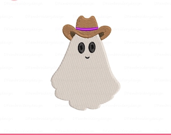 Retro Ghost Embroidery Design: Spooky Halloween Machine File (Instant Download, 4 Sizes)