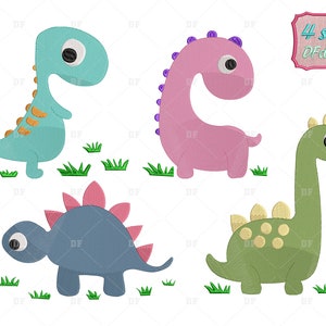cute Dinosaur  Embroidery Design,  Dinosaur  Embroidery Bundle, 4 Size