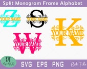 Split Monogram Frame Alphabet: SVG, PNG, EPS (Digital Download)