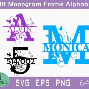 Monogramm Rahmen Alphabet SVG PNG EPS: Cricut, Silhouette (Digitaler Download)