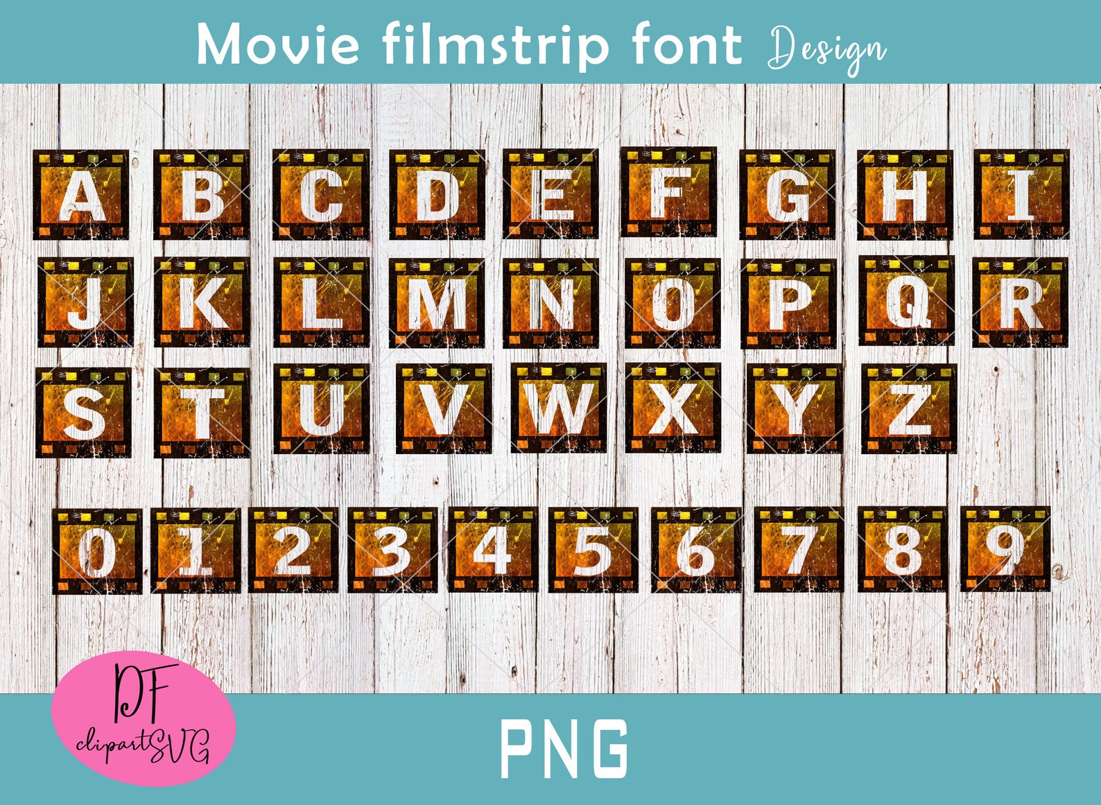 Filmstrip Alphabet Font Film strip PNG filmstrip design Etsy