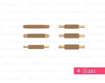 Mini Rolling Pin Embroidery Design: 4 Sizes (Digital Download)
