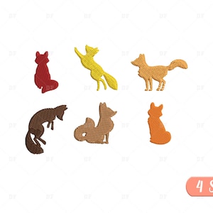 Mini Fuchs Stickdatei, Silhouette 6 Waldtiere (Digitaler Download)