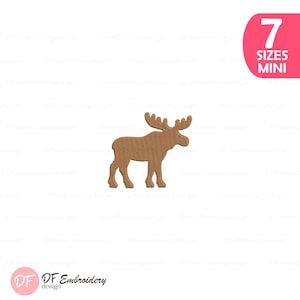 Mini Moose Embroidery Design, Woodland Animal Pattern (Instant Download)