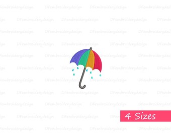 Mini Umbrella Embroidery Design - Machine Embroidery Pattern (4 Sizes)