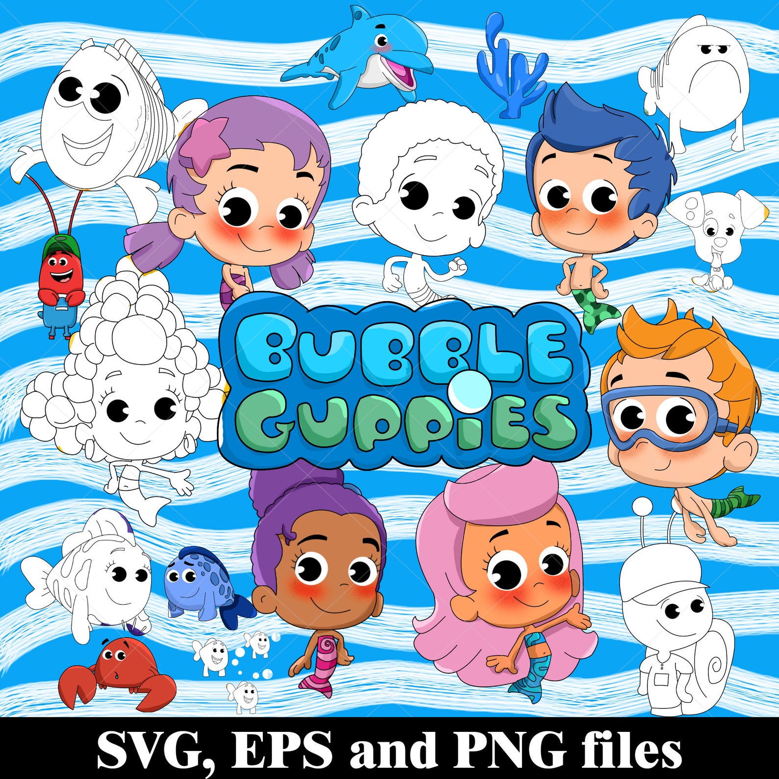 Bubble Guppies SVG Bundle Vector Cliparts Bubble Guppies | Etsy
