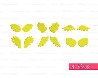 Diseño de bordado de mini alas de ángel: 6 diseños, 4 tamaños (descarga digital)