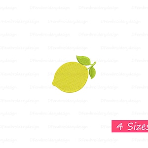 Lemon Embroidery Design - Summer Fruit Machine Embroidery File - Citrus Stitch Digital Download