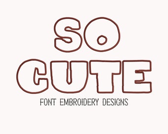 Cute Font Embroidery Design, Capital Letters, Numbers (4 Sizes) (Digital Files)
